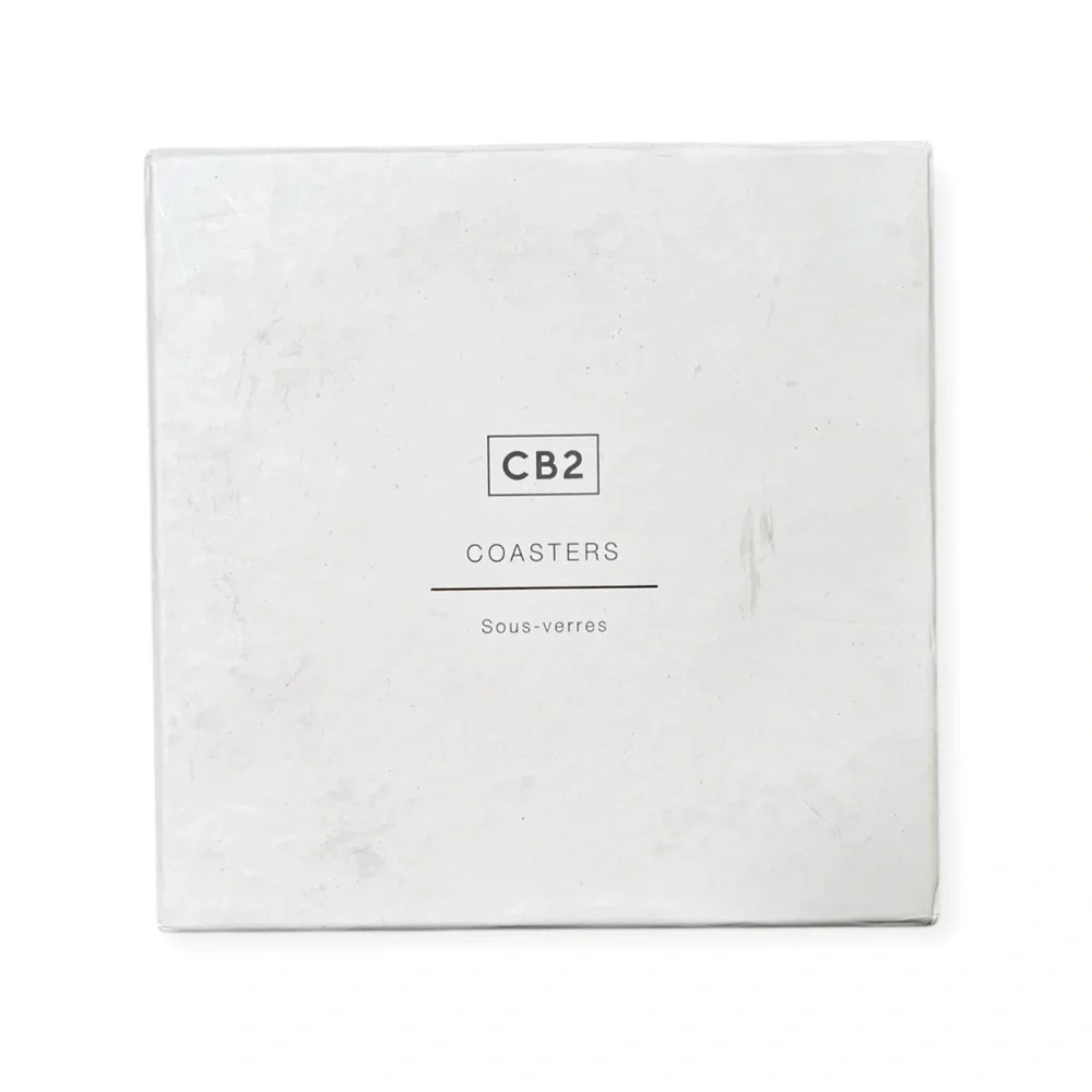 NIB CB2 Two Fold Marble Brass Abalone Coasters - 4” x 4”